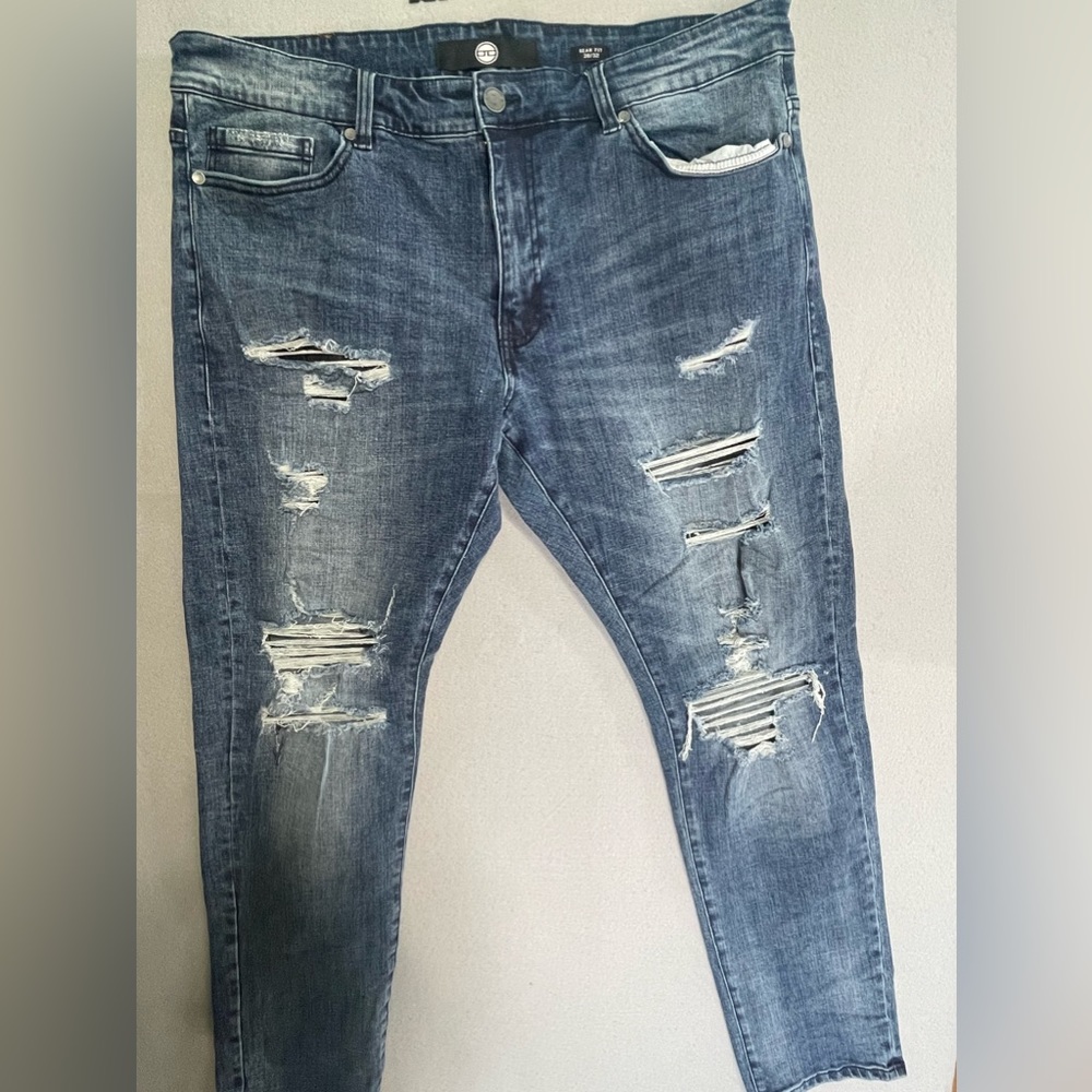 Men's Jordan Craig Sean Faded Wash Blue Denim Jeans Pants Size 38x32